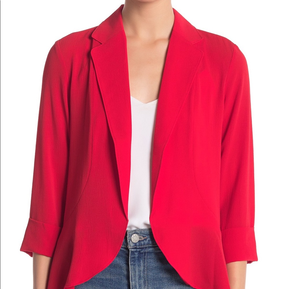 Red Open Front Lightweight Free Press Blazer